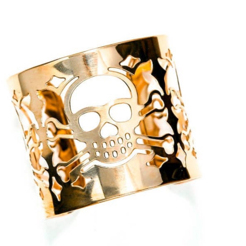Brass Skull Cuff Bracelet-adjustable